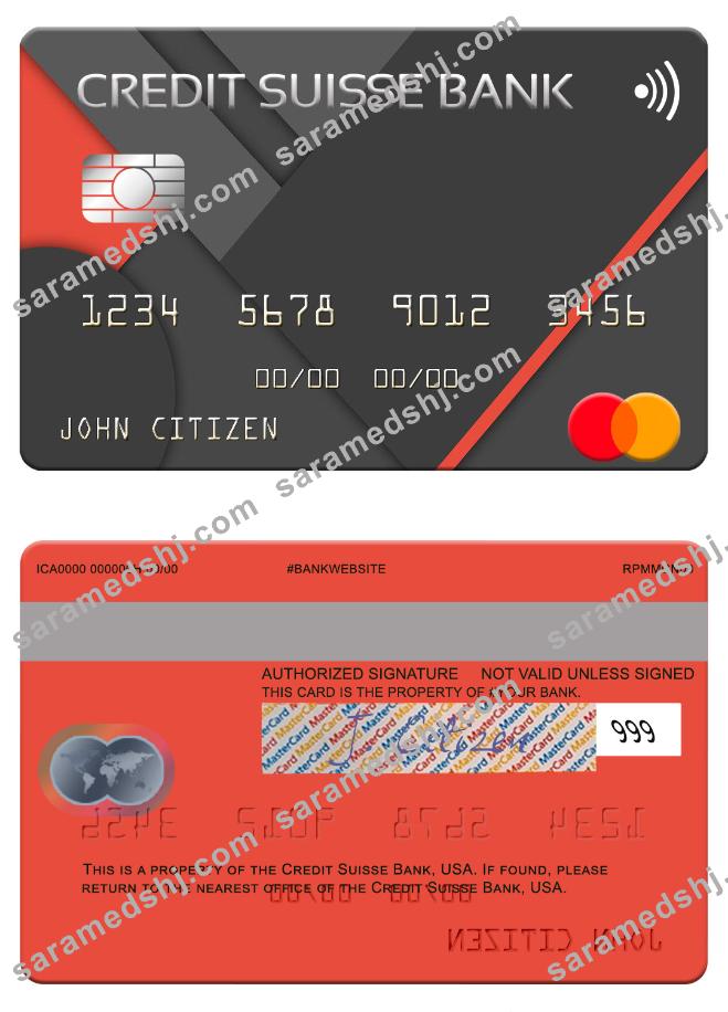 USA Credit Suisse Bank mastercard